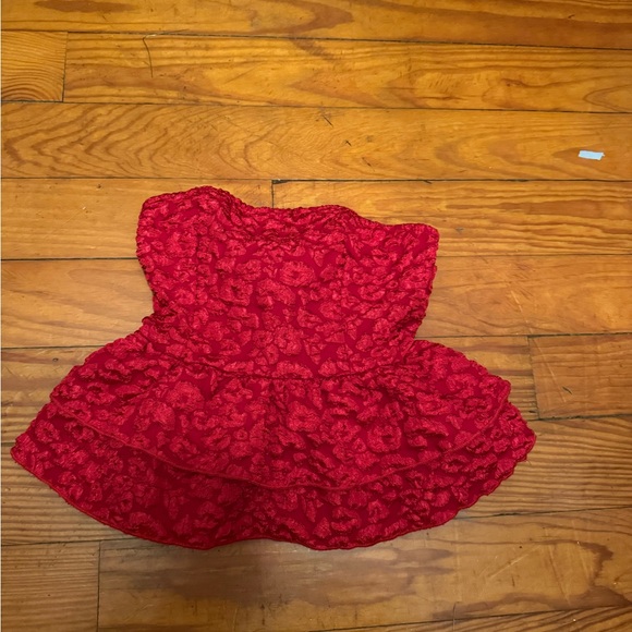 Tops - Red Leopard Print Strapless Top
